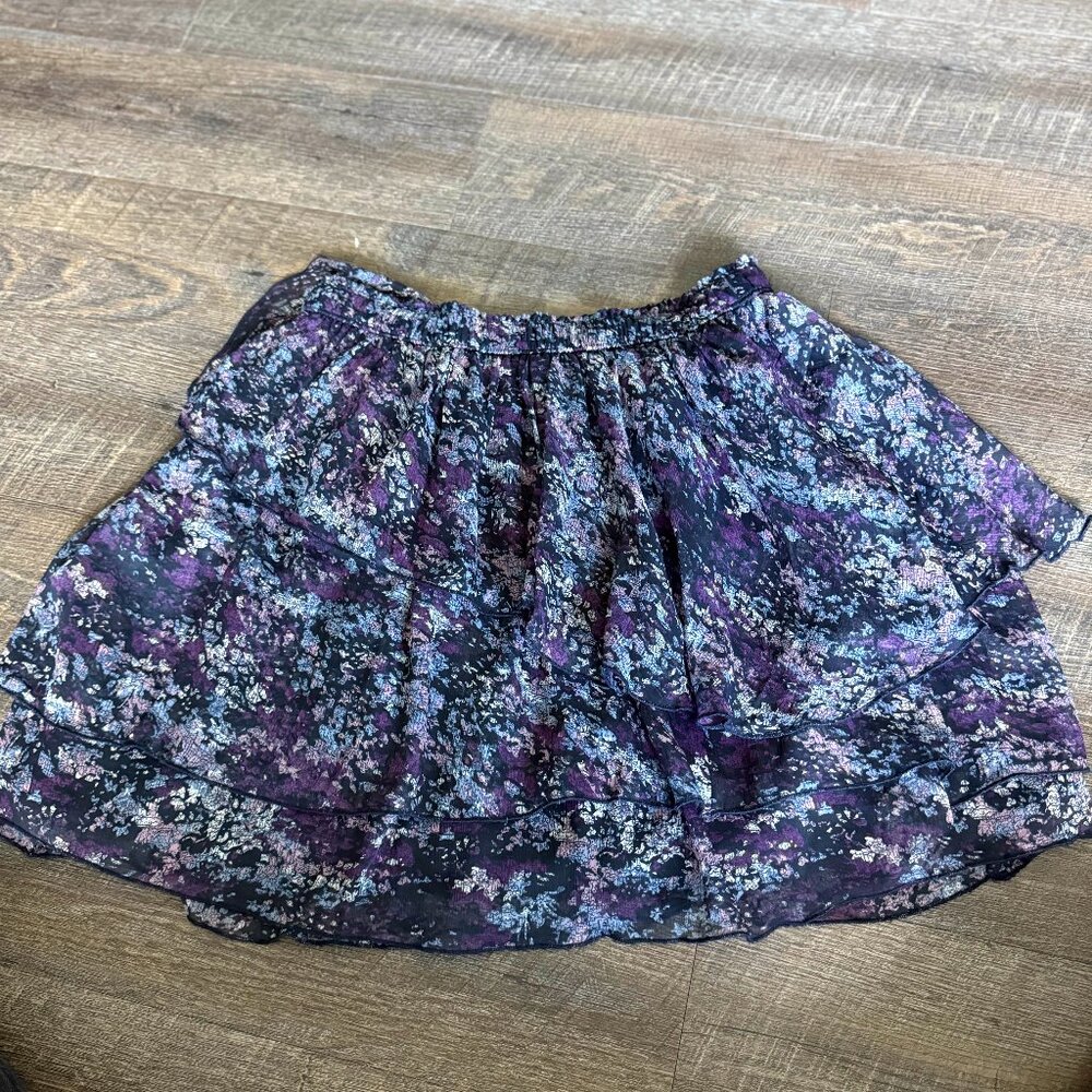 Abercrombie & Fitch Floral Ruffled Skirt Purple and Blue XL